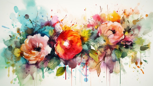 A painting of flowers with the word love on it