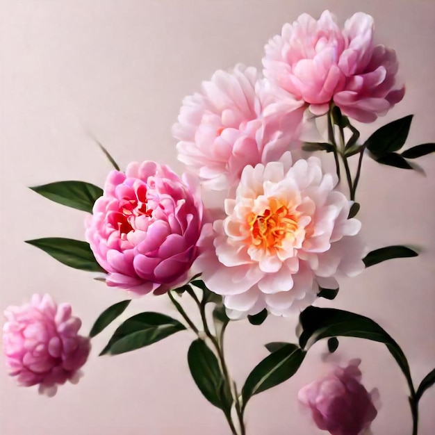 a painting of flowers with the word  peonies  on the bottom