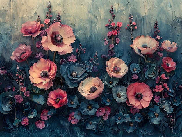 a painting of flowers with the words  poppies  on the bottom