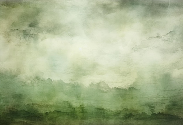 a painting of a forest with clouds in the background