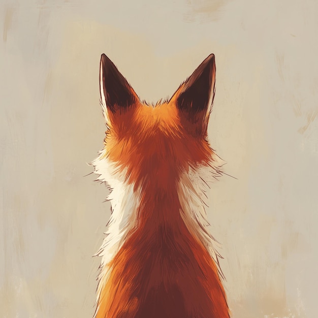 Photo a painting of a fox sitting on the ground looking at something