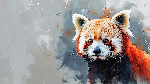 a painting of a fox with orange eyes and a red face