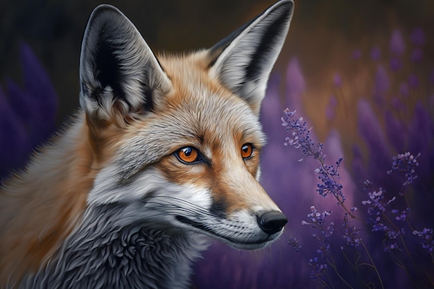 A painting of a fox with the word fox on it