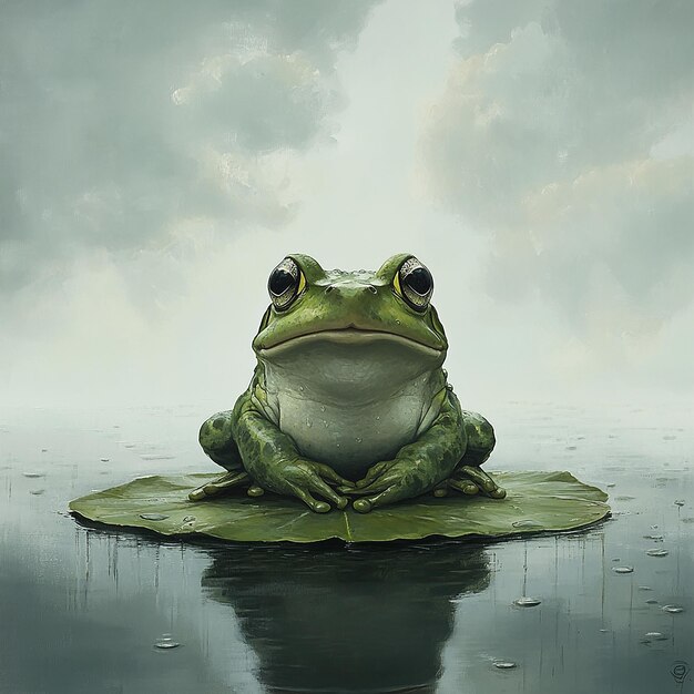 Photo a painting of a frog with the word frog on it