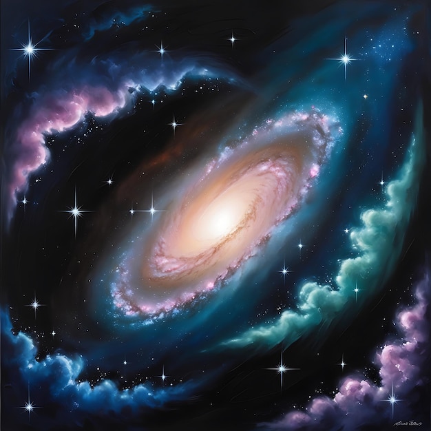 Photo a painting of a galaxy with the galaxy in the background