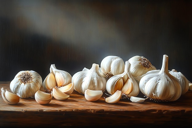 a painting of garlic and garlic by person