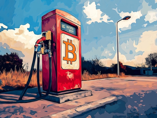 Photo a painting of a gas pump with the letter b on it