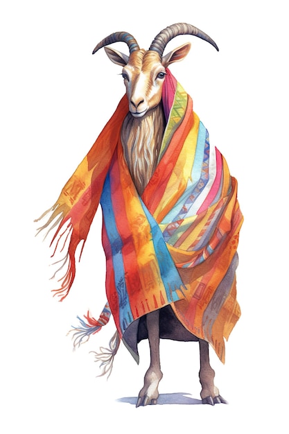 A painting of a goat wrapped in a blanket Generative AI image