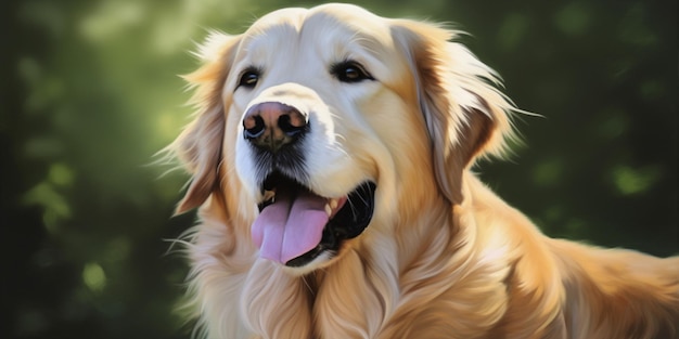 A painting of a golden retriever dog