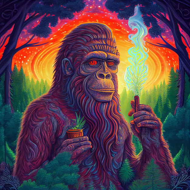 Painting of a gorilla smoking a cigarette generative ai