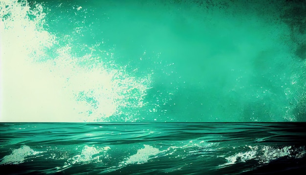 A painting of a green ocean with waves generative AI