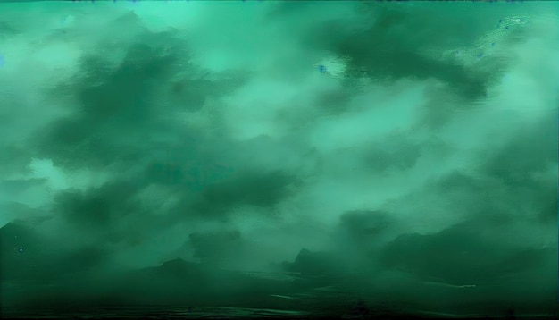 A painting of a green sky with clouds generative AI