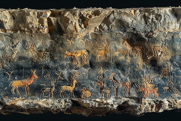 a painting of a group of animals with antlers and antlers