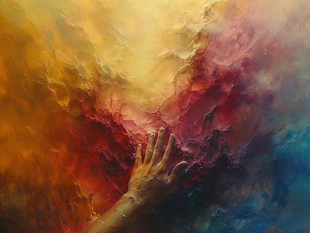 a painting of a hand that has the word  hand  on it