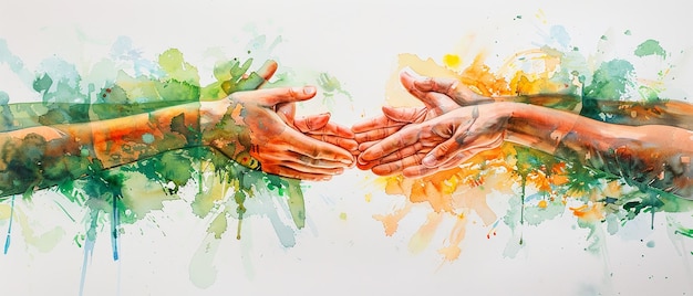 Photo a painting of hands that are holding each other