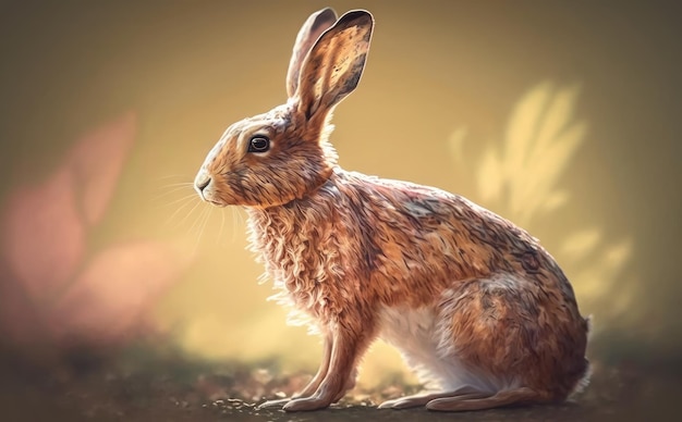 A painting of a hare in a field illustrations for kids cartoon style ai generated