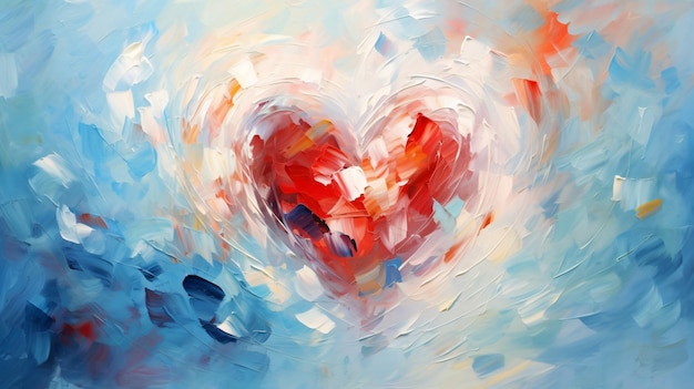 a painting of a heart with a red heart in the middle