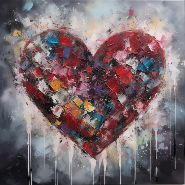 a painting of a heart with the word love on it