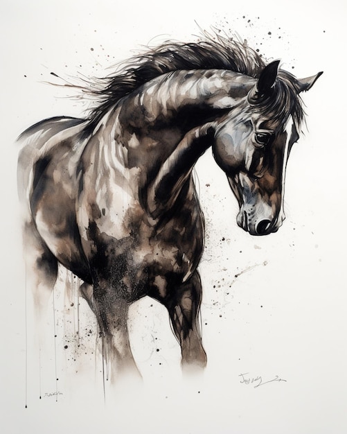 A painting of a horse with the name " tawny " on it.