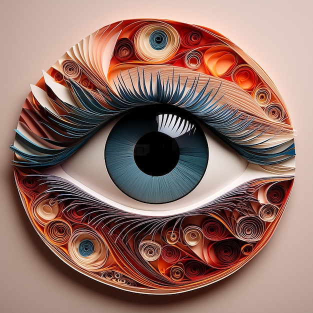 Photo a painting of a human eye with the word eye on it