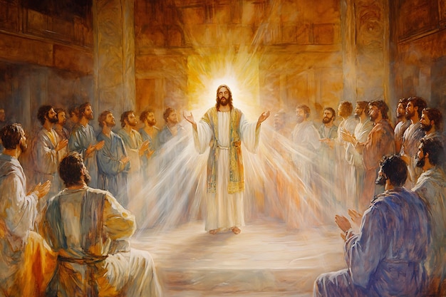 Painting of Jesus Christ with His Disciples in a Room