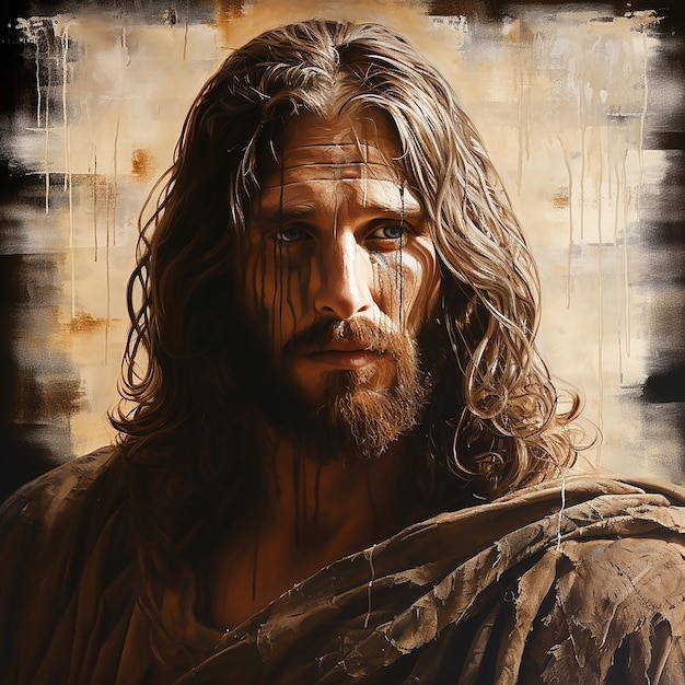 A painting of jesus with the word christ on it