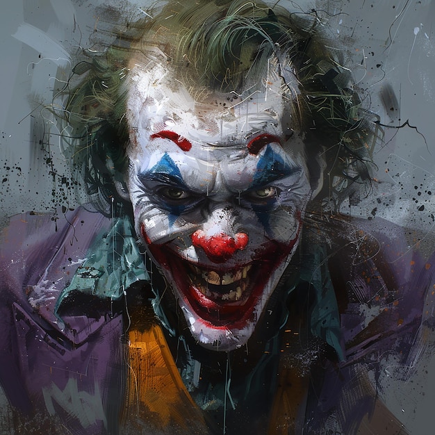 Photo a painting of a joker with a face drawn on it