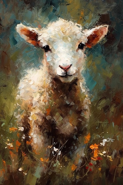 A painting of a lamb by person