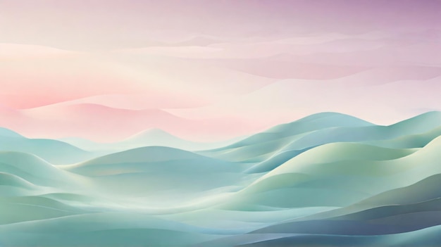 A painting of a landscape with green and pink colors Ai generated