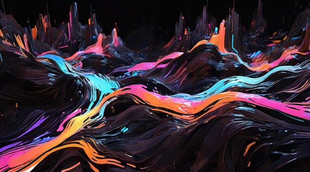 Photo a painting of a lava flow with the colors of the universe