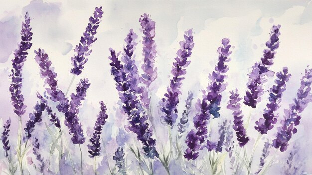 Photo a painting of lavender flowers with a watercolor background