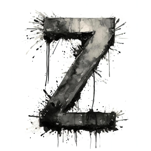 Photo painting the letter z with a brush in the style of monochromatic graphic design