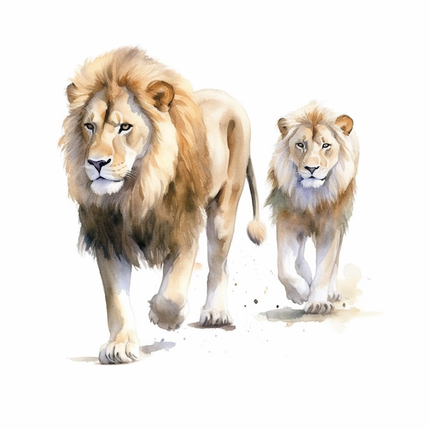 A painting of a lion and a lion