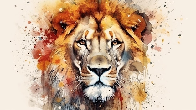 A painting of a lion's face.