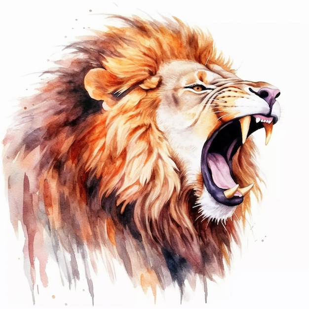 A painting of a lion with a big mouth and a big smile.