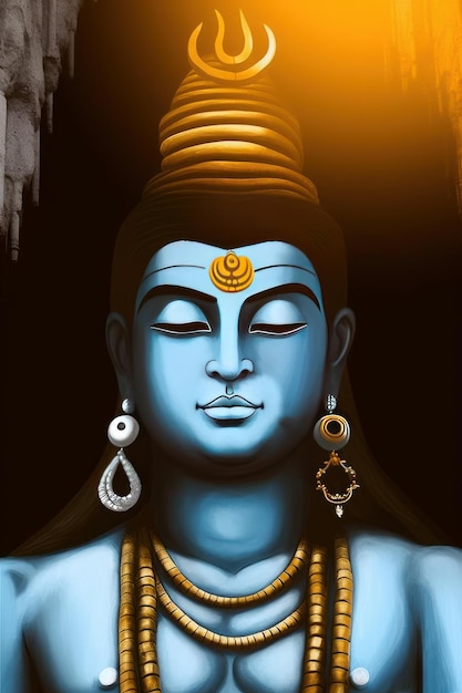 Painting of lord shiva on black background generative AI