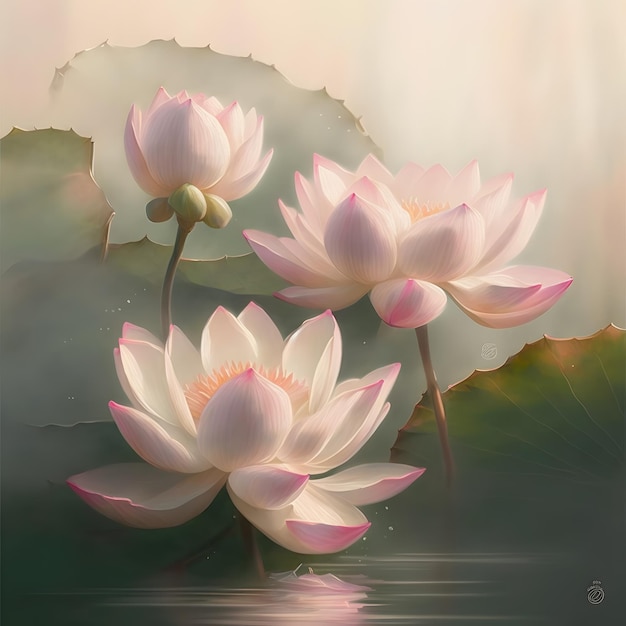 A painting of a lotus flower with the word lotus on it