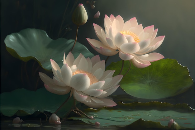 A painting of a lotus flower with the word lotus on it