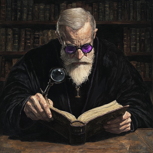 a painting of a man reading a book with the words  the bible