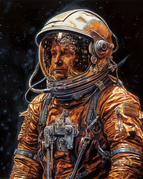 A painting of a man in a space suit