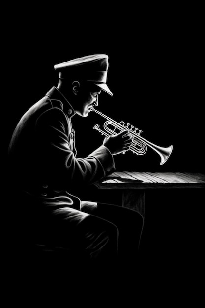 A painting of a man in uniform playing a trumpet generative ai