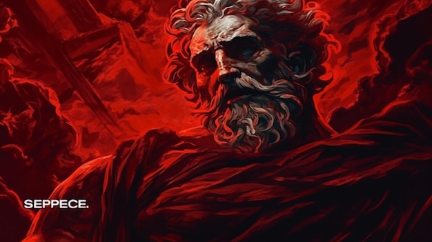 A painting of a man with a beard and a red robe generative ai