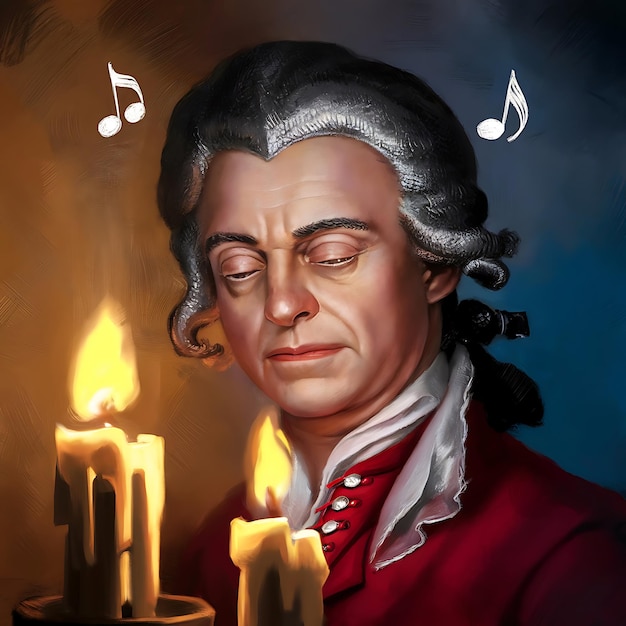 a painting of a man with a candle and a candle in it