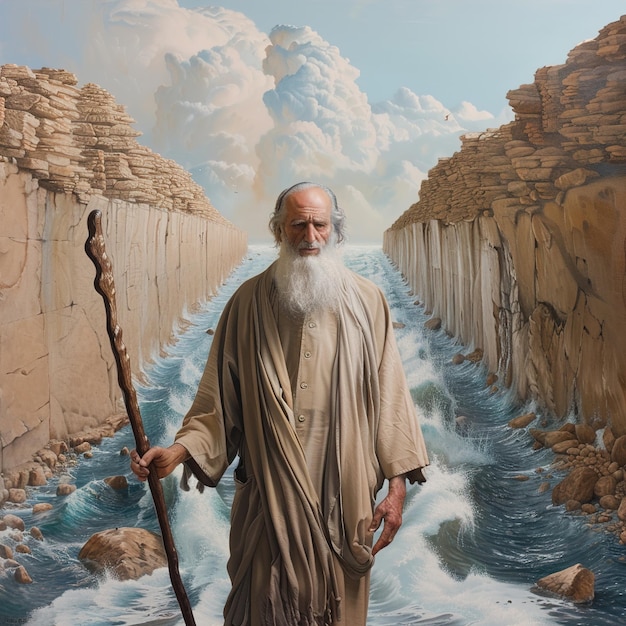 Photo a painting of a man with a long white beard and a long beard