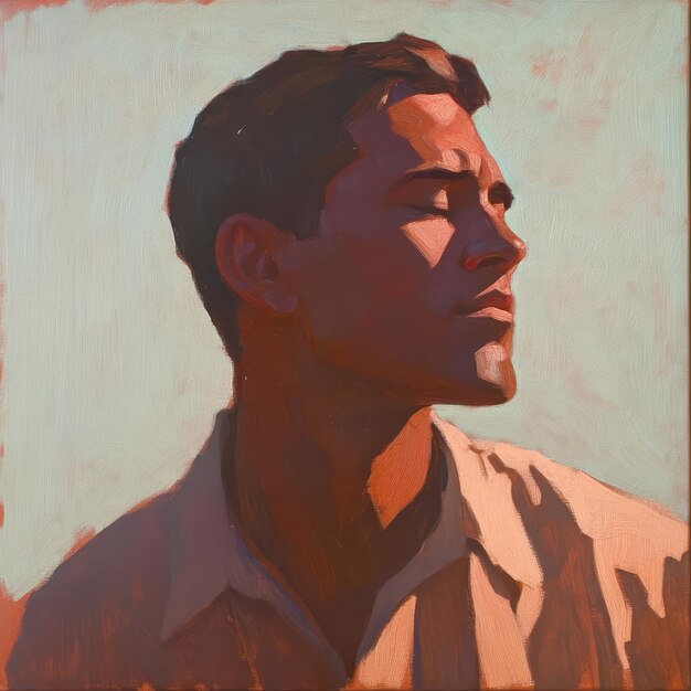 Photo a painting of a man with a shadow on his face