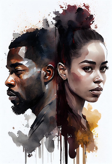 A painting of a man and woman with the word black on the back