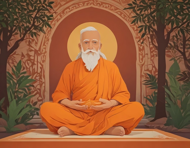 Photo a painting of a monk with a white beard