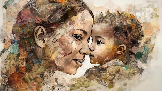 A painting of a mother and baby