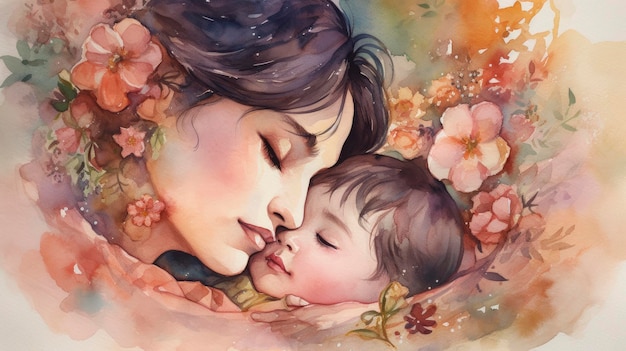 A painting of a mother and her baby