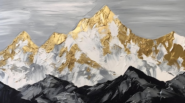 Photo a painting of a mountain with gold foiled edges.